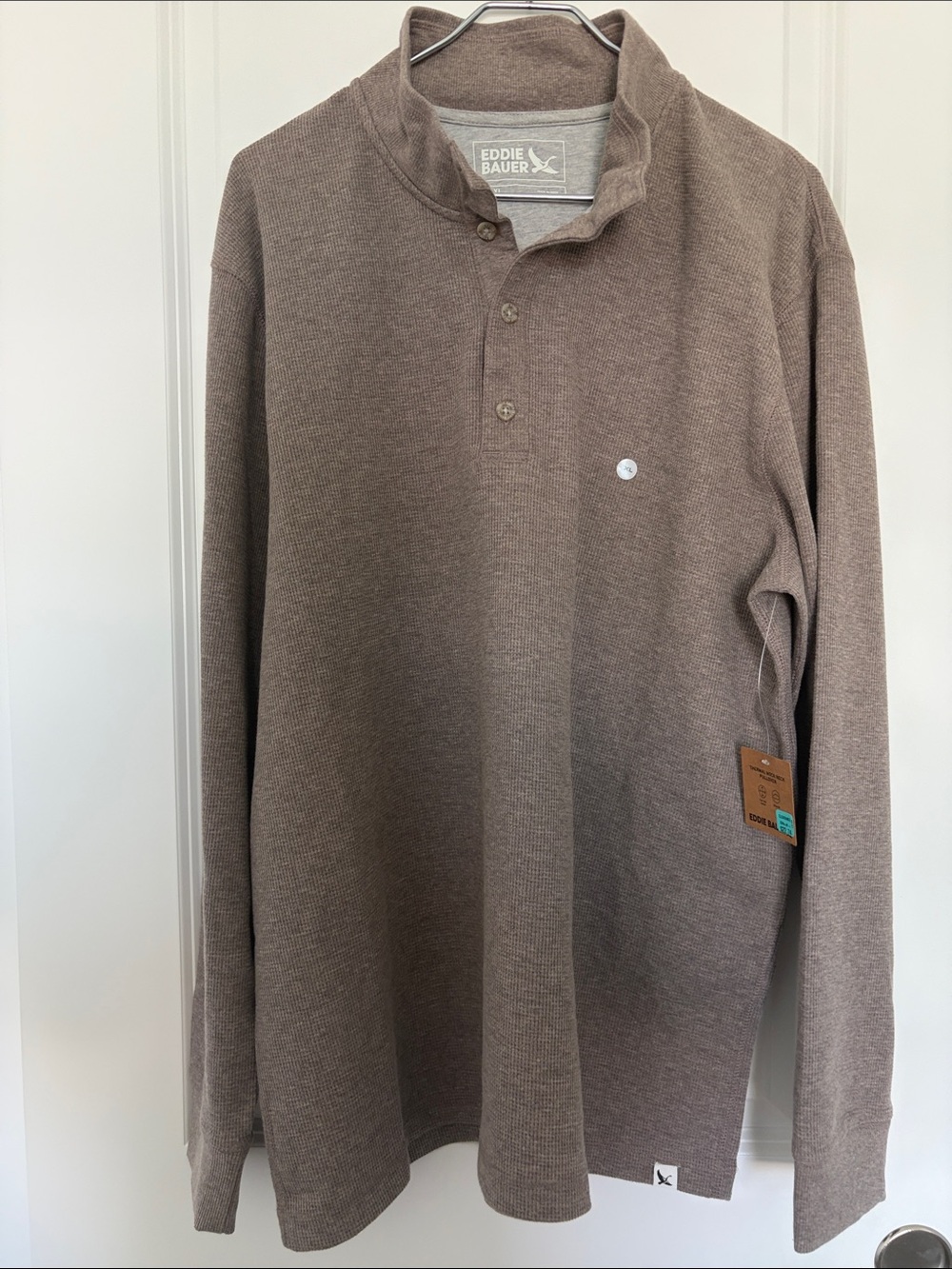 Eddie Bauer Long Sleeve Henley in Taupe